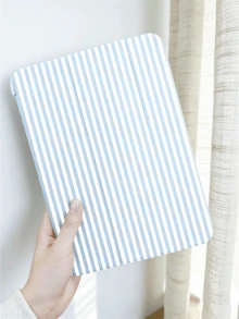白色条纹元素设计扁平保护壳，兼容 iPad 10.2 英寸（A16）、11 英寸第 11 代（2025 年款）、第 9/10 代、Air 4 代 10.9 英寸、Galaxy Tab S6 Lite 10.4 英寸，防摔，带笔槽，支持睡眠/唤醒功能，浪漫礼物。 - 淺藍色 - 查看 3