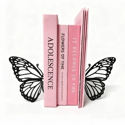 1 par de sujetadores de libros de diseño de mariposa - Decoración de estantería de moda adecuada para oficina, hogar, estudio - Organizador y regalo único para lectores