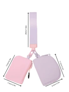 Lulu Style 女士极简钱包，防水尼龙腕包，多功能设计，可装钥匙、卡片、硬币、现金，时尚钥匙扣，可拆卸零钱包卡包，适合运动和日常出行。 - 淡紫色 - 查看 3
