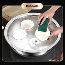 1 pieza Palangana/Olla de sopa de acero inoxidable extra grande y profunda - Gris Claro - Ver 4