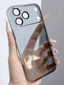 1 pieza Funda protectora de teléfono magnética con soporte giratorio de 360°, de PC duro y lente transparente, compatible con iPhone 17 Pro Max, 17 Pro, 16, 15, 14, 13, 12 Pro Max, 14, 15, 16 Plus, 11, a prueba de golpes y con tapa trasera transparente - Negro transparente - Ver 4