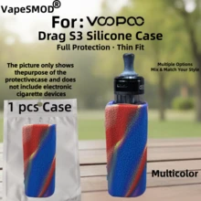VapeSMOD's New Protective Case Is A Silicone Case/Leather Cover For The Voopoo DRAGS3. It Features A Textured Pattern, Is Soft And Gentle On The Skin, And Offers Anti-Slip And Drop Protection. - Multicolor - View 9