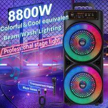 Portable Outdoor Wireless Speaker With Button-Controlled Subwoofer, 2400mAh Battery Capacity, RGB Lighting, Dazzling Light Effects, Dual Subwoofer Design, Suitable For Home, Outdoor, Parties, Square Dancing, Karaoke, Family Gatherings, Disco And Other Occasions, With Cool Lighting Effects. - 查看 10