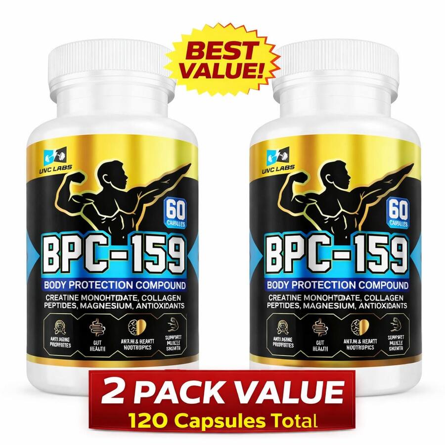 BPC-159 Body Protection Capsules 2 Pack – Muscle Recovery, Gut Health & Performance Support (120 Capsules Total) - 130g - View 1