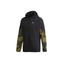 adidas originals 三葉草系列服 WAFFLE BBTT條紋經典復古立領運動休閒拉鍊長袖夾克 男女同款 奇妙白 - 黑色 - 查看 1