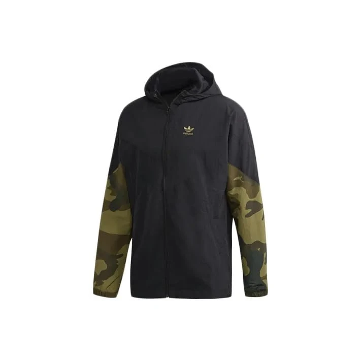 adidas originals 三葉草系列服 WAFFLE BBTT條紋經典復古立領運動休閒拉鍊長袖夾克 男女同款 奇妙白 - 黑色 - 查看 1