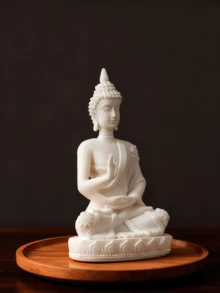 1pc White Buddha Statue, Buddha Figurine, For Meditation Decor, Zen Decor, Buddha Statue And Figurine, Home Decor - Multicolor - View 3