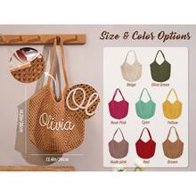 Túi đi biển đan móc thủ công, quà tặng cho phù dâu, túi du lịch đi biển, quà tặng đám cưới, quà tặng tiệc độc thân, túi tote cá nhân hóa, phong cách Vacationcore - Nhiều màu - Xem 10