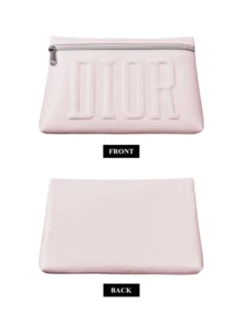 Dior 粉色压纹Logo拉链收纳袋，时尚少女风，大容量便携收纳袋 - 淺粉色 - 查看 7