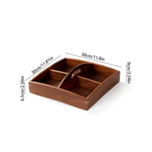 1个胡桃木水果碗，圆形木制沙拉盘，家用儿童水果盘，批发木托盘 - 棕色 - 查看 14