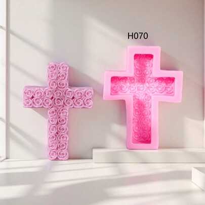 Khuôn silicon hình hoa hồng chữ thập, khuôn làm nến thủ công DIY, khuôn trang trí đá khuếch tán bằng nhựa epoxy pha lê.