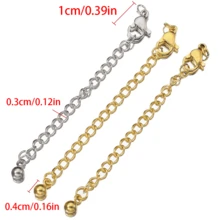 5/10件装不锈钢延长链，带龙虾扣，可调节圆珠链，适合DIY手链、项链、珠宝制作 - 延長鏈帶龍蝦扣 - 查看 3