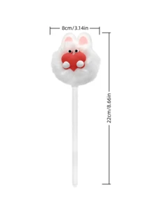 1pc Cute (Random Color) Rabbit Plush Ballpoint Pen, Suitable For Students. Adorable Plush Ballpoint Pen, White Rabbit Signature Pen. - Plush Bunny - View 2
