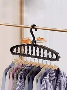 Space-Saving Multifunctional Hanger, Plastic Wardrobe Storage Rack, Portable Foldable Clothes Hanger, Suitable For Wardrobe Storage, Travel Essential - Multicolor - View 3