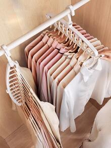 Space-Saving Multifunctional Hanger, Plastic Wardrobe Storage Rack, Portable Foldable Clothes Hanger, Suitable For Wardrobe Storage, Travel Essential - Multicolor - View 5