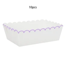 10个/20个/50个装白色和紫色蕾丝边纸质食品托盘，适用于盛放零食、薯条、糖果，也可用于嘉年华、野餐、主题生日派对用品和装饰。 - 紫邊 - 查看 8