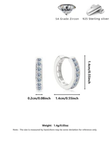 Đôi bông tai đính đá hai vòng thanh lịch, đa năng cho việc đi làm, quà tặng ngày Valentine. - Bạc - Xem 2