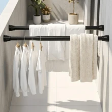 1 Set 2.2cm Diameter New Splicing Extra Long Curtain Rod, Suitable For Shower Curtain, Window Curtain, Door Curtain - A Set With a Diameter Of 2.2cm - View 2