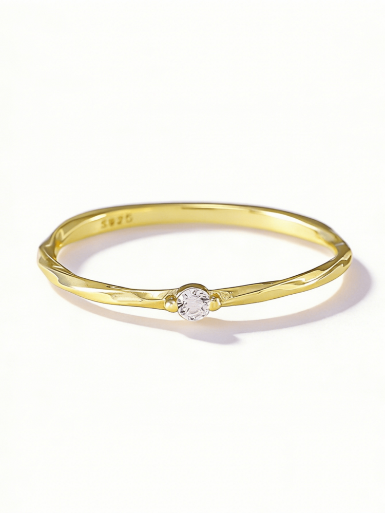 Flyleaf 1枚925纯银极简奢华18K镀金多层扭曲纹理人造锆石女士精致戒指，珠宝 - 金色 - 查看 13