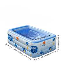 Large Inflatable Swimming Pool, Oval Outdoor Pool With Durable PVC Material, Ocean Theme Print, Festival Gift, Summer Carnival, Water Park - Multicolor - View 7