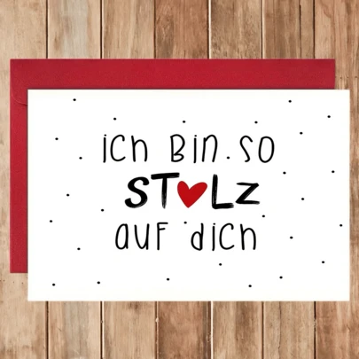 1 pieza Tarjeta de felicitación alemana humorística, impresión de alta calidad, "Ich Bin So Stolz Auf Dich" - Perfecta para aprobar exámenes y dar ánimo - Ideal para cualquier destinatario, notas de agradecimiento, regalos de cumpleaños