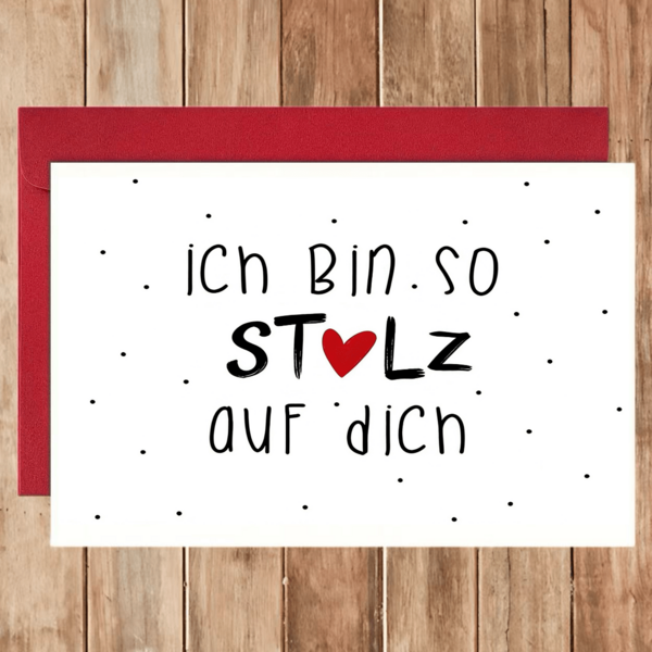 1pc Humorous German Congratulation Card, High-Quality Print, "Ich Bin So Stolz Auf Dich" - Perfect For Exam Passing & Encouragement - Ideal For Any Recipient, Thank You Notes, Birthday Gifts