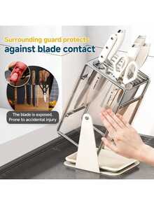 Giá đựng dao đa năng (không bao gồm dao), có khe để đựng kéo và thanh mài dao, thích hợp cho mặt bàn bếp, chất liệu thép không gỉ, dễ vệ sinh. - Nhiều màu - Xem 2