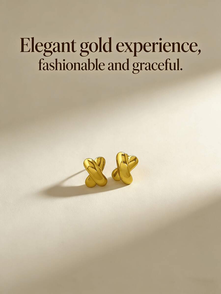 Stainless Steel Gold-Plated Earrings, Elegant Ladies' Earrings, Low-Allergenic, Nickel-Free, Matte Earrings, Thick Golden Ladies' Earrings, Fashionable Declaration Geometric Texture Lightweight Anti-Allergy Earrings, Retro Jewelry Dance Party Gift, Ladies' Earrings, Fashionable Thick And Unique Pendant Earrings, Ladies' Gold Earring Set, Exquisite Gold Pendant Earrings, Anti-Allergy Earrings, Fashionable Jewelry, Ladies' Gift, Party Gift - Multicolor - View 1