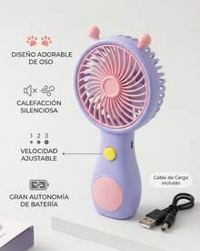 DOSYU Ventilador de Mano Portátil 3 Velocidades Abanico Aspas Ligeras con Base para Escritorio Ideal para Oficina, Casa Hogar, Escuela Útiles Escolares Recargable Carga Rápido Cargador USB Tamaño Compacto Peso ligero Brisa Calefactor Cooler Aire Acondicionado - B-Rosa - Ver 4