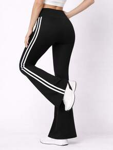 Basic Black High-Waisted Flare Leggings - Autumn/Winter Collection - 黑色 - 查看 3