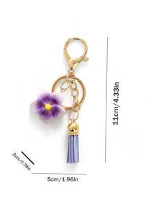 1pc New Fashion Flower Keychain, Women Bag Charm Tassel Keyring, Unique Gift For Girlfriend, Wife, Friend, Birthday, Valentine's Day, Christmas - Multicolor - View 2