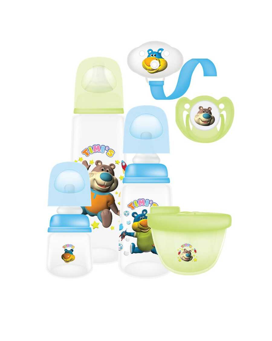 Kit Bebé 3 Biberones Variflo Chupón Dispensador BPA Libre - Azul - Ver 1