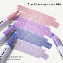 Bộ 4/12 bút dạ quang lấp lánh, đồ dùng văn phòng phẩm nhiều màu sắc, màu ngẫu nhiên. - Bộ - Xem 1