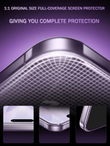 2pcs Black Frame Full Coverage 9H Tempered Glass Screen Protector Compatible With IPhone 17 16 15 14 13 12 11 Pro Max 17e 16e XR XS Max Se2 Se3 8 7 6 Plus - High Definition Clear, Anti-Scratch, Anti-Fingerprint, Bubble-Free - Clear - View 5