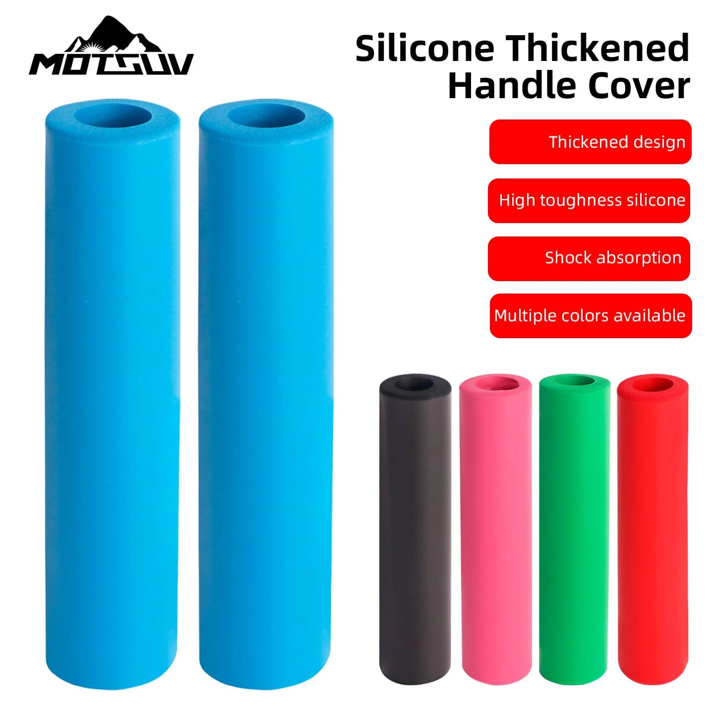 MOTSUV 山地自行车硅胶把套，防滑减震防污自行车把套，轻质泡沫把套 - 彩色 - 查看 1