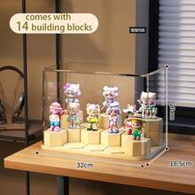 1 pieza Caja de almacenamiento de maquillaje Yageli, diseño de múltiples capas, organizador multiusos para cosméticos, chucherías, libros, muñecas, escritorio, baño, juguetes ensamblados, decoraciones navideñas, del Día de San Valentín y de Año Nuevo - transparente - Ver 10