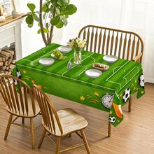 1pc Football Theme Printed Tablecloth, Green Background With Football Pattern, Suitable For Indoor/Outdoor Party And Home Decor, Rectangular Dining Table Cover - Multicolor - View 12
