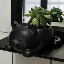 3D Printed Cat & Succulent Planter, Cute Cat Tail Shaped Flower Pot, Suitable For Indoor Small Plants, Mini Cactus Container, Office Desk Home Decor, Unique Gardening Gift For Cat Lovers - A - View 5
