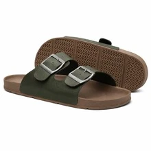 Unisex Casual  Sandal With Adjustable Buckle, Comfortable, Synthetic - xanh quân đội - Xem 3