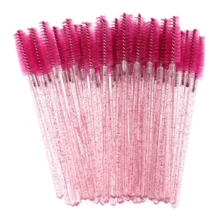70 piezas Brochas desechables para pestañas, varitas de rímel, peines de pestañas, brochas espirales para extensiones de pestañas, brochas de cejas, brochas de sombras de ojos, brochas espirales, set de herramientas aplicadoras de maquillaje - Rosa Fucsia - Ver 1