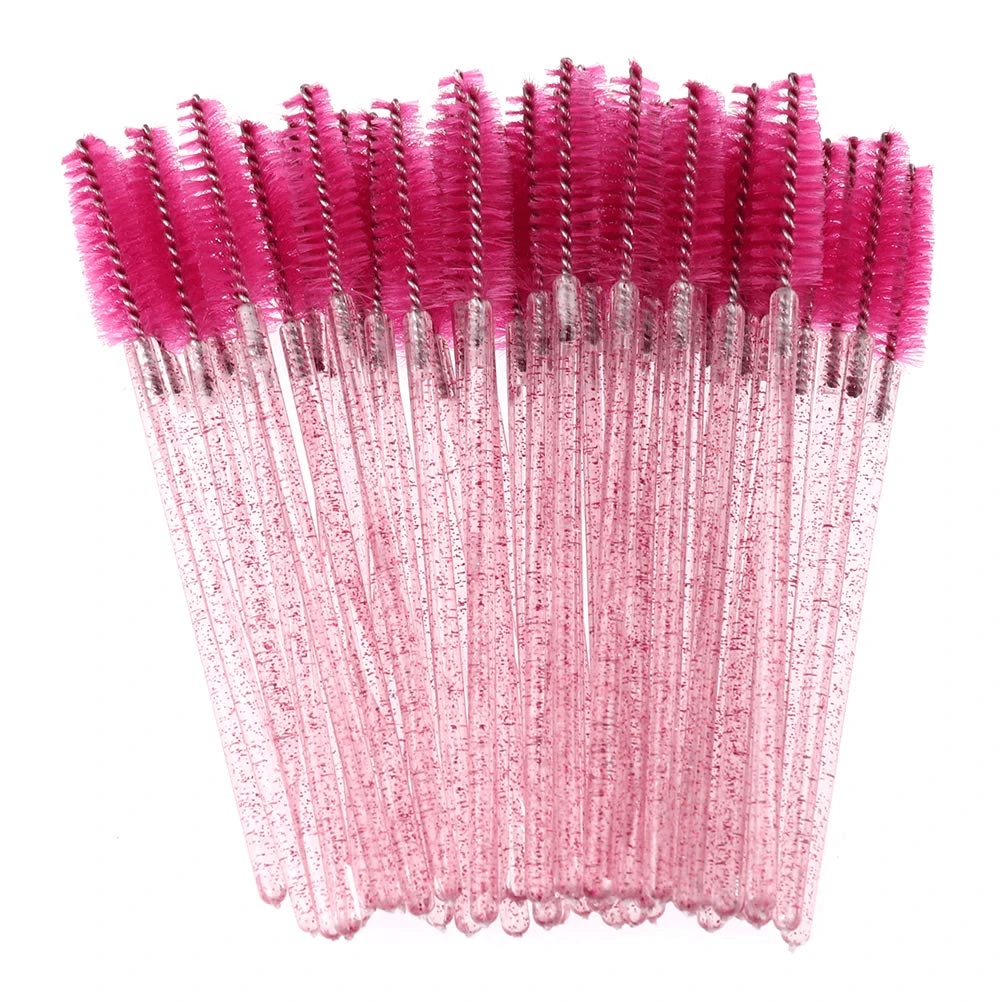 70 piezas Brochas desechables para pestañas, varitas de rímel, peines de pestañas, brochas espirales para extensiones de pestañas, brochas de cejas, brochas de sombras de ojos, brochas espirales, set de herramientas aplicadoras de maquillaje - Rosa Fucsia - Ver 1