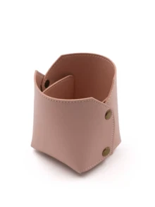 1pc Square Leather Pen Holder, Creative Detachable Stationery Pen Box, Home/Office Makeup Brush Pencil Organizer, Student Desk Pen Pot With Ruler, DIY Pen Holder - Leather Square Pen Holder - View 8