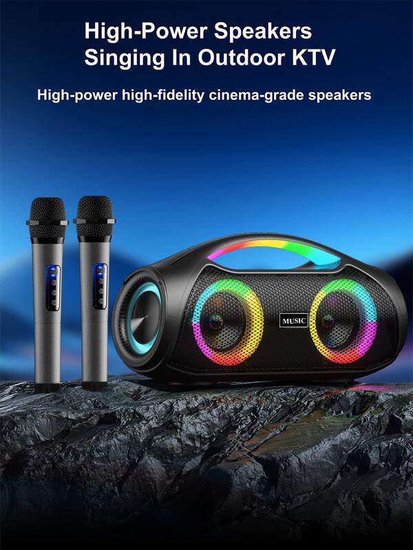 Portable Bluetooth Speaker With Dual Microphones, RGB Breathing Light, Microphone Included, IPX5 Waterproof, Suitable For Camping, Music Listening, Gifts