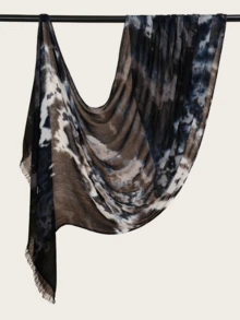 1件装女士轻薄柔软印花头巾双针包边优雅扎染穆斯林头巾 - 彩色 - 查看 18