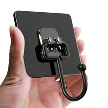 20/1pc Black Traceless Hooks Multifunctional Wall Strong Adhesive Hook Clothes Hook Bathroom Kitchen Accessories - A - View 3