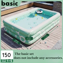 Large Inflatable Swimming Pool, Family Pool With Inflatable Slide, Durable PVC Material, Can Be Used As Sandbox, Easy To Install, Rectangular Pool, Ideal For Backyard Summer Entertainment And Pool Parties - A - View 10