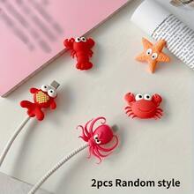 1/2/5pcs Cute Ocean Animal Cable Protector, Compatible With Android And Apple Chargers - PVC Material, Battery-Free - Multicolor - View 8