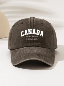 1pc "CANADA -EST 1867-THE TRUE NORTH" Printed Design, Fashionable Gift For Family And Friends, Suitable For All Seasons, Outdoor Sports, Lightweight And Portable,Summer,Beach,Hat,Holiday,Travel - Washed Baseball Cap - View 13