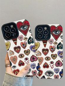 1 件装新款时尚优雅心形图案防震真皮手机壳，适用于 17/17Air/17Pro/17ProMax/ 16/16Plus/16Pro/16ProMax/ 15/15Plus/15Pro/15ProMax/ 14/14Plus/14Pro/14ProMax/ 13/13Pro/13ProMax/ 12/12Pro/12ProMax/ 11/ 11Pro/11ProMax - 彩色 - 查看 3