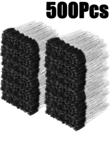 Conjunto de presente com 500/200/100 unidades de escovas para cílios, pentes para cílios, escovas flexíveis descartáveis para sobrancelhas, escovas para extensão de cílios, escovas para sobrancelhas e escovas com óleo de rícino (preto cristal). - Preto - Ver 13